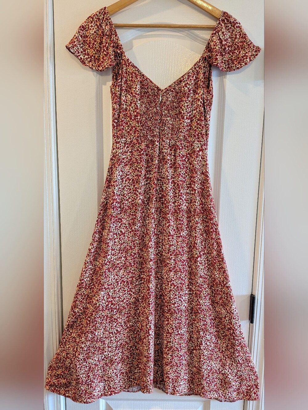 Reformation Petites Baxley Floral Midi Dress La Vie En Rose Red Pink Size 2 - Picture 9 of 16